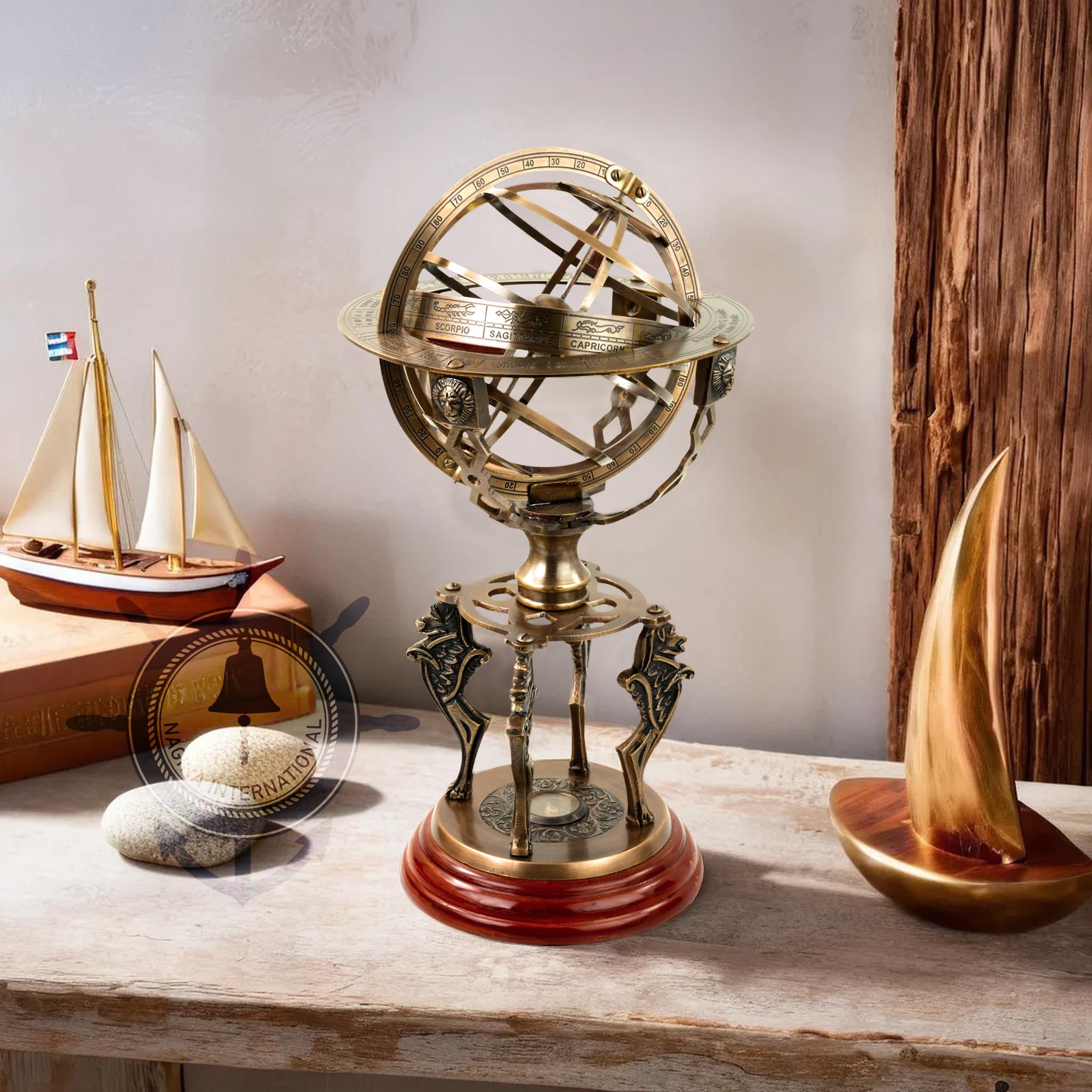 Amazon.com: Antique Finish Solid Brass Zodiac Globe Sphere