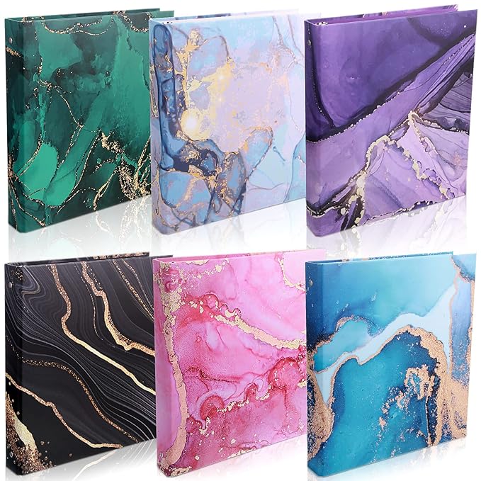 6 Pcs Marble 3 Ring Binder Cute School Binder Decorative Aesthetic