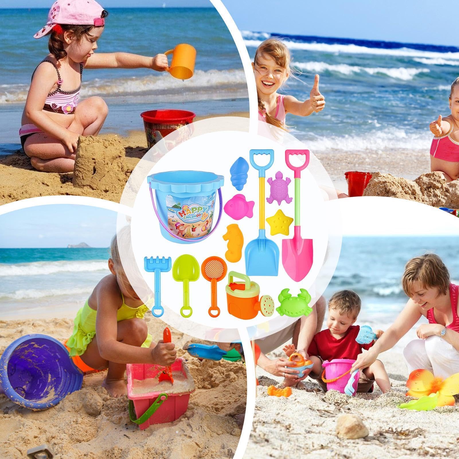 Zabawki Plażowe I Do Piasku Dla Dzieci Zestaw 13 Elementów Radosnej Zabawy | Zabawki Do Zamków Z Piasku Na Plażę Na Świeżym Powietrzu W Ogrodzie i Parku Przy Basenie Na Letnie Wakacje Podróże i Ra
