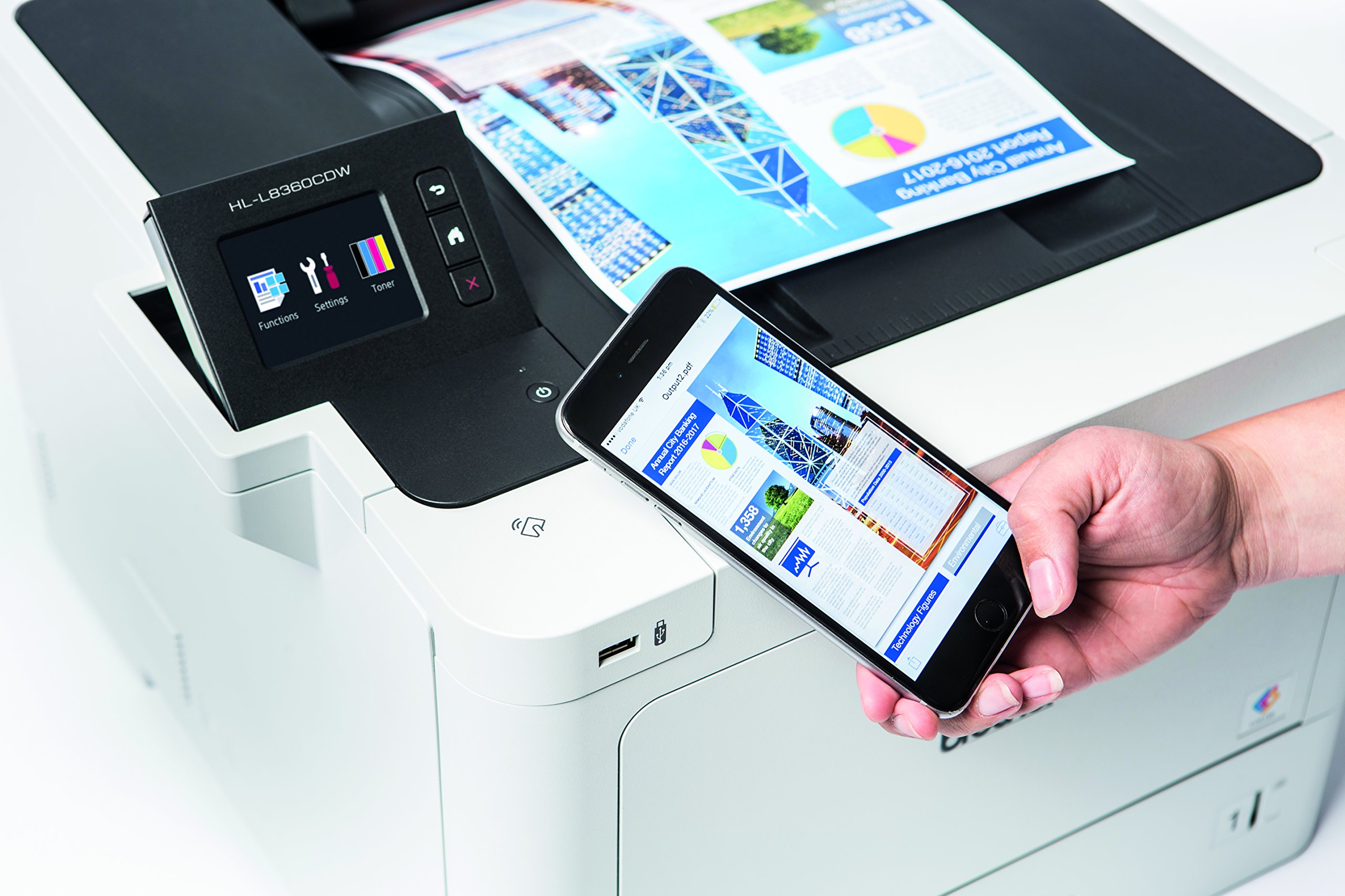 Brother HLL8360CDW | Stampante Laser a Colori | 31 ppm|Stampa Fronte/Retro | Touchscreen 6.8cm| WiFi, LAN, NFC e USB | Inbox toner da 3.000 pag (Nero) e 1.800 pag (colori CMY)