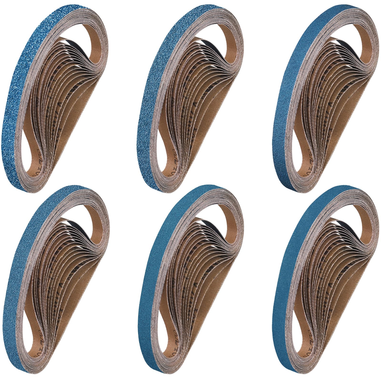 40-Piece 1/2 x 18 Inch Zirconia Sanding Belts 40-400 Grit, Heavy Duty Long-lasting Mini Sanding Bands for Belt Sander, Rust Paint Removal, Wood Metal Grinding and Finishing