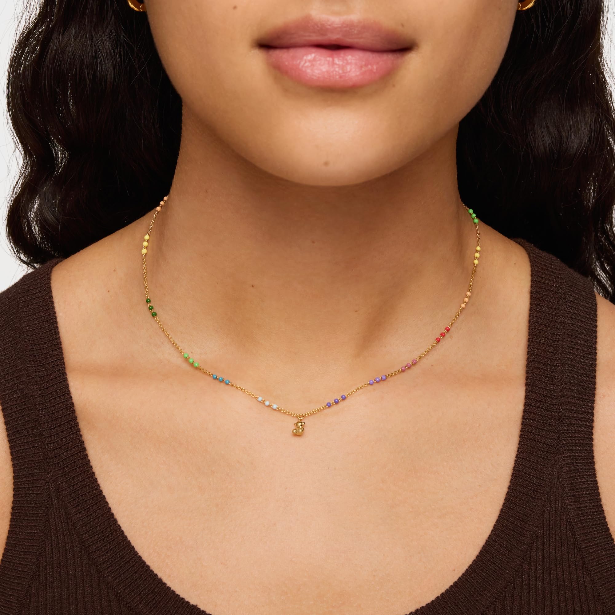 TOUS Collar para Mujer con Baño de Oro 18 Kt sobre Plata de Primera Ley y Esmalte, Colección Bold Bear