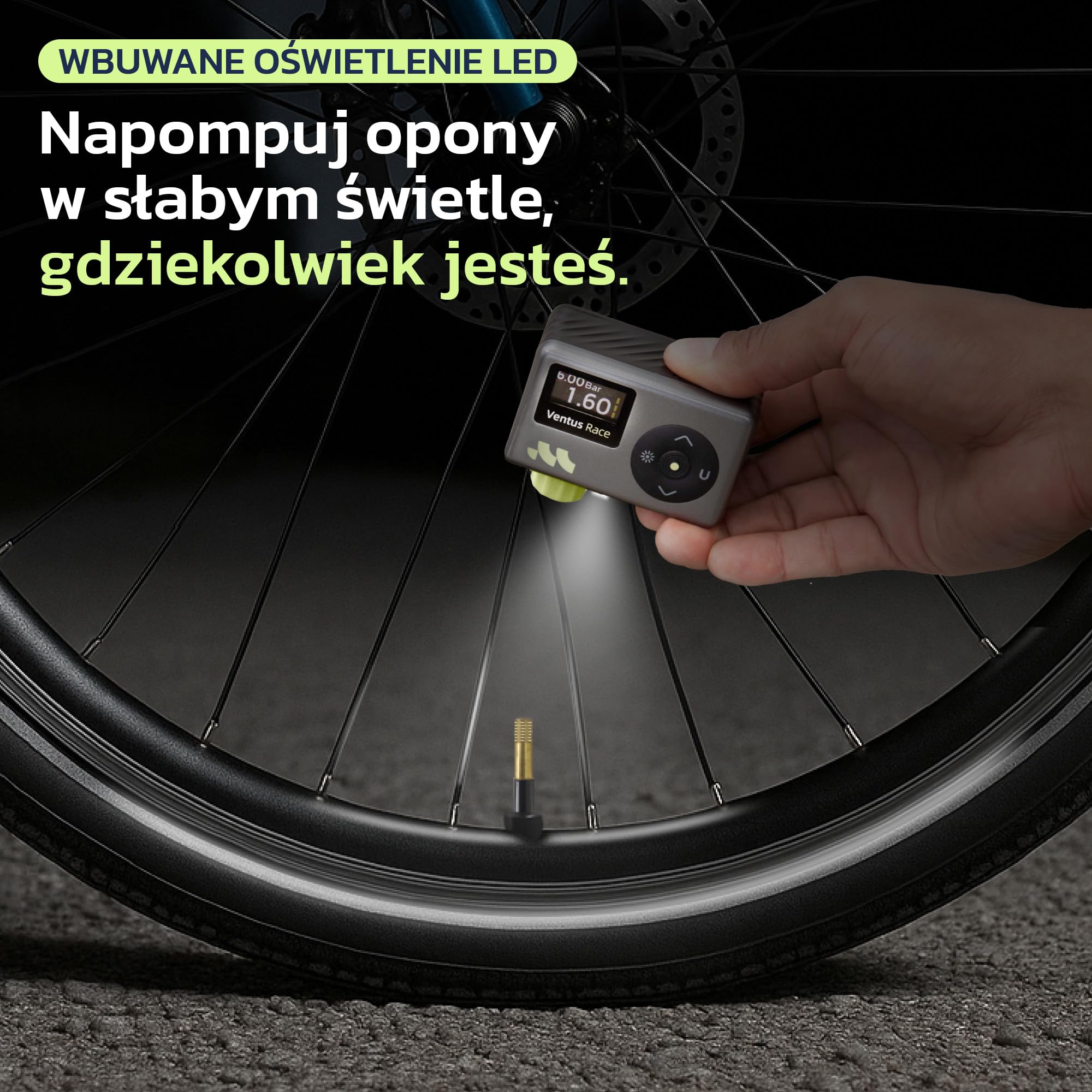 Woowind Pompka rowerowa, szybkie pompowanie 50s, elektryczna pompka rowerowa z manometrem, 120 PSI, do pompowania opon, z zaworem Presta i Schrader do rowerów szosowych, rowerów miejskich i MTB