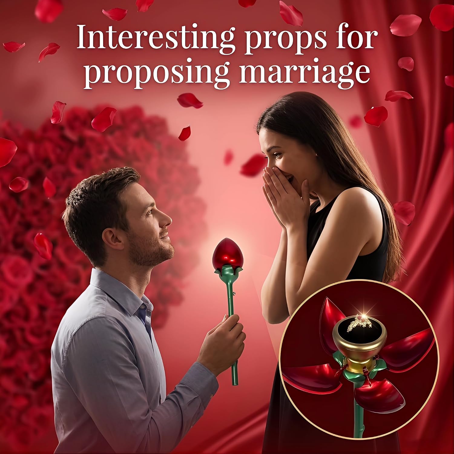Preserved Roses with Ring Gifts for Girlfriend, Women, Mom, Wife Valentine's Day Wedding Gifts Proposing Ring Box