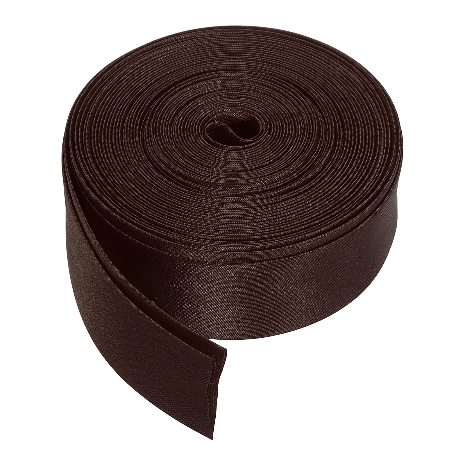 sourcing map Double Fold Bias Tape for Sewing, 1 Inch x 5.5 Yards Satin Bias Binding Tape Continuous Bulk for Quilting Blanket Binding Seaming Hemming Fabric Piping DIY Craft, Dark Coffee