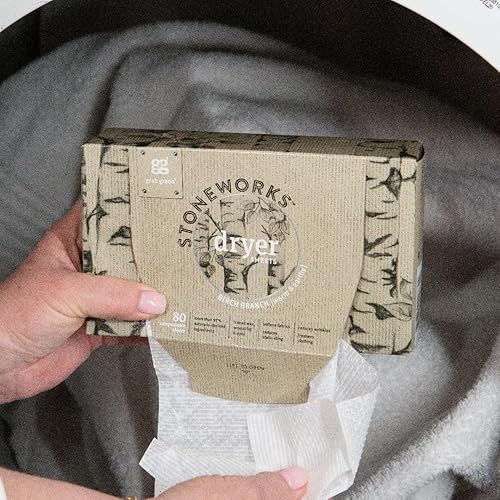 Miniatura 6 de Grab Green Stoneworks - Hojas para secadora, 160 hojas, aroma de rama de abedul, a base de plantas y minerales, suaviza las telas, reduce la