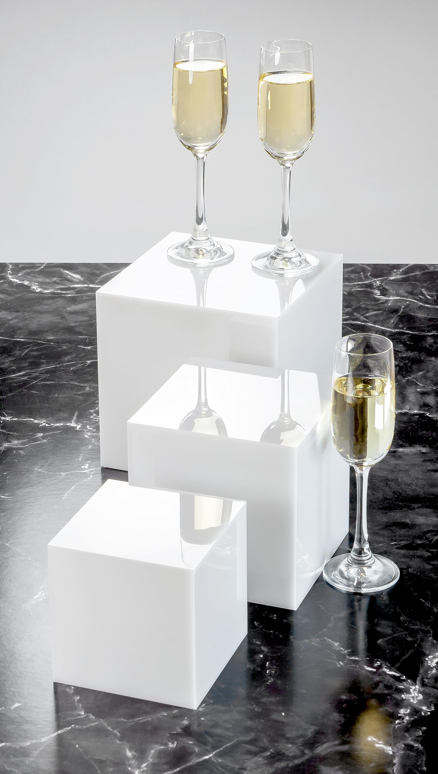 Red Co. Lot de 3 cubes en acrylique blanc brillant avec fond creux – Lot de 2