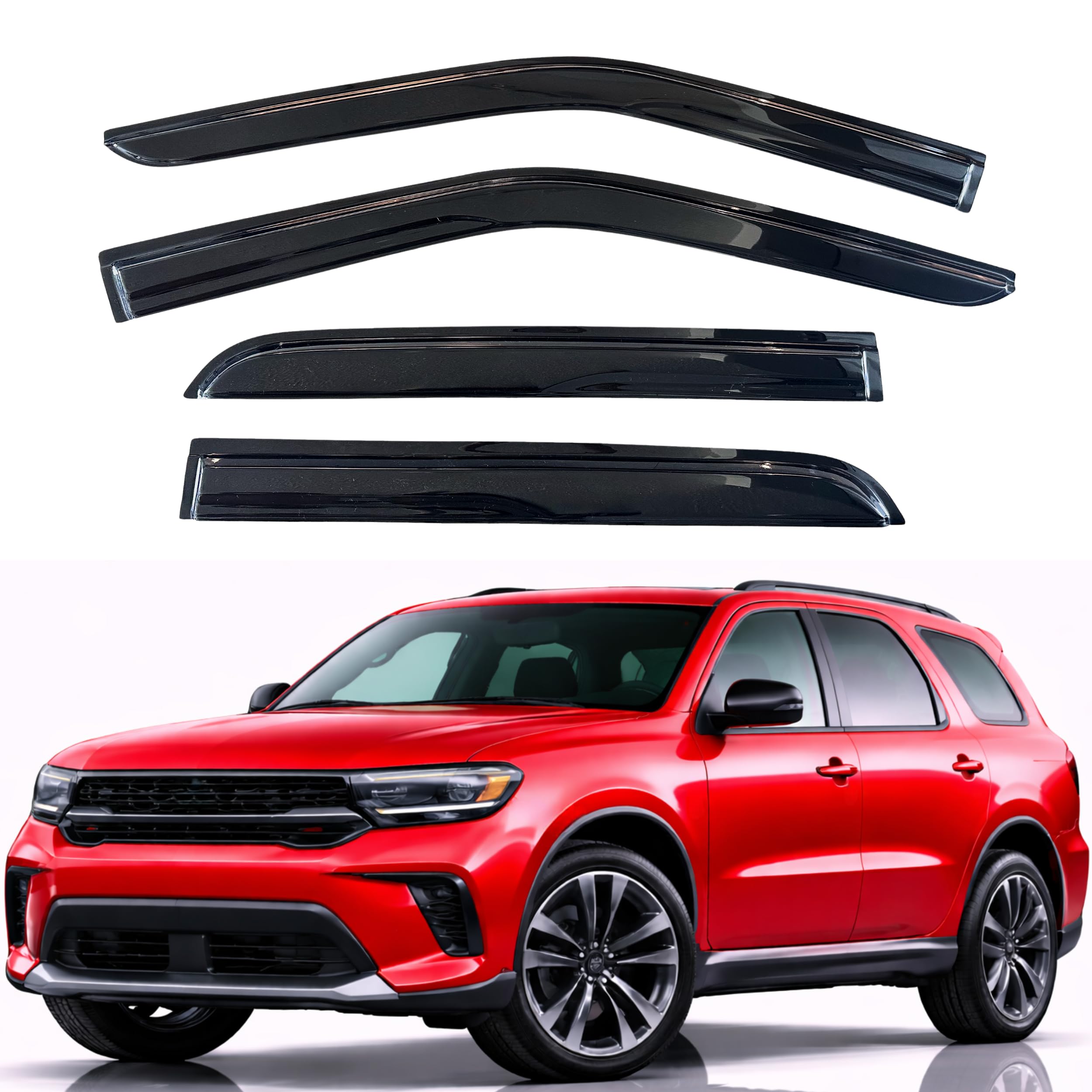 KPY Rain Guards Fit for 2011-2026 Dodge Durango, Out-Channel Window Visors Vent Wind Deflectors 4PC, Car Accessories for 11-26 Durango