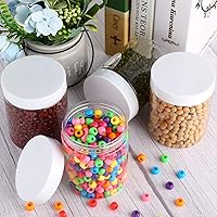 Vista 5 de Patelai 4 piezas de tarros de plástico transparentes redondos de boca ancha a prueba de fugas con tapas para almacenamiento de viaje, maquillaje