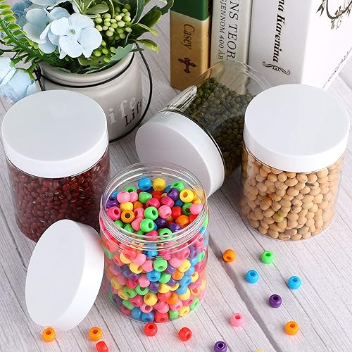 Miniatura 5 de Patelai 4 piezas de tarros de plástico transparentes redondos de boca ancha a prueba de fugas con tapas para almacenamiento de viaje, maquillaje,