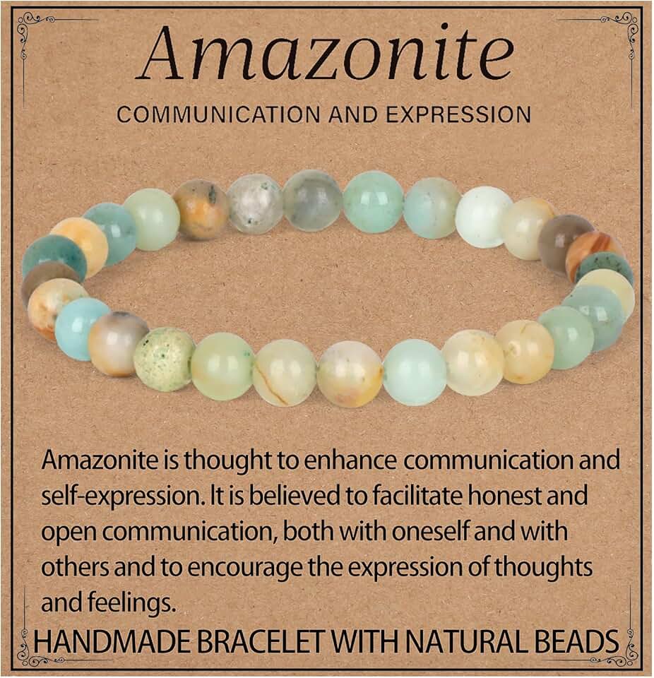 LPBeads Handmade Natural Gemstone Stretch Elastic Bracelet Healing Crystal Round Stone Beads Jewelry Gifts for Women Men