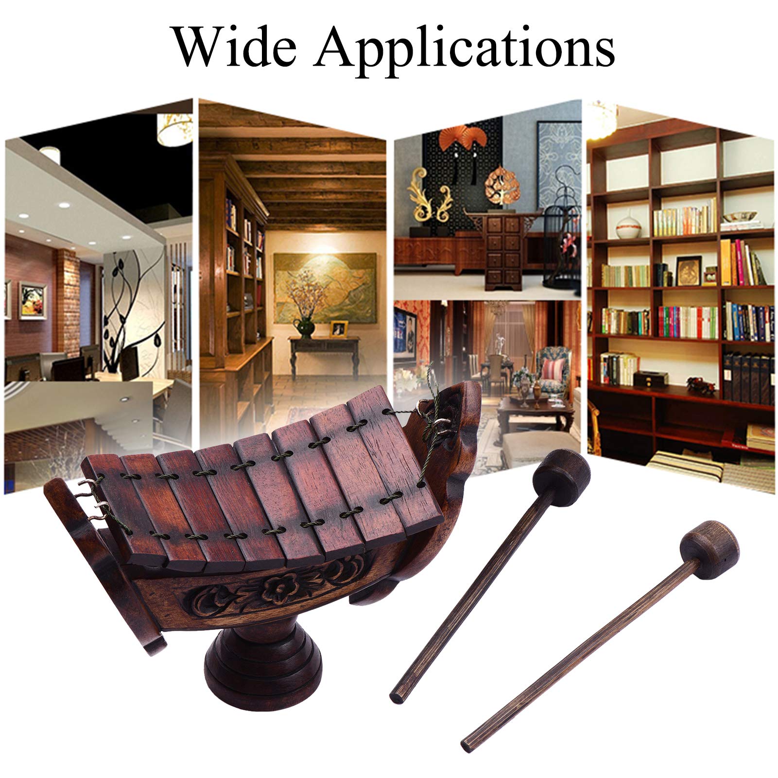 8 Noten Xylophon Teakholz Thai Traditionelles Percussion Musikinstrument Kunst Handwerk Holz Ornament Dekoration Geschenk für Home Office mit Schlägeln
