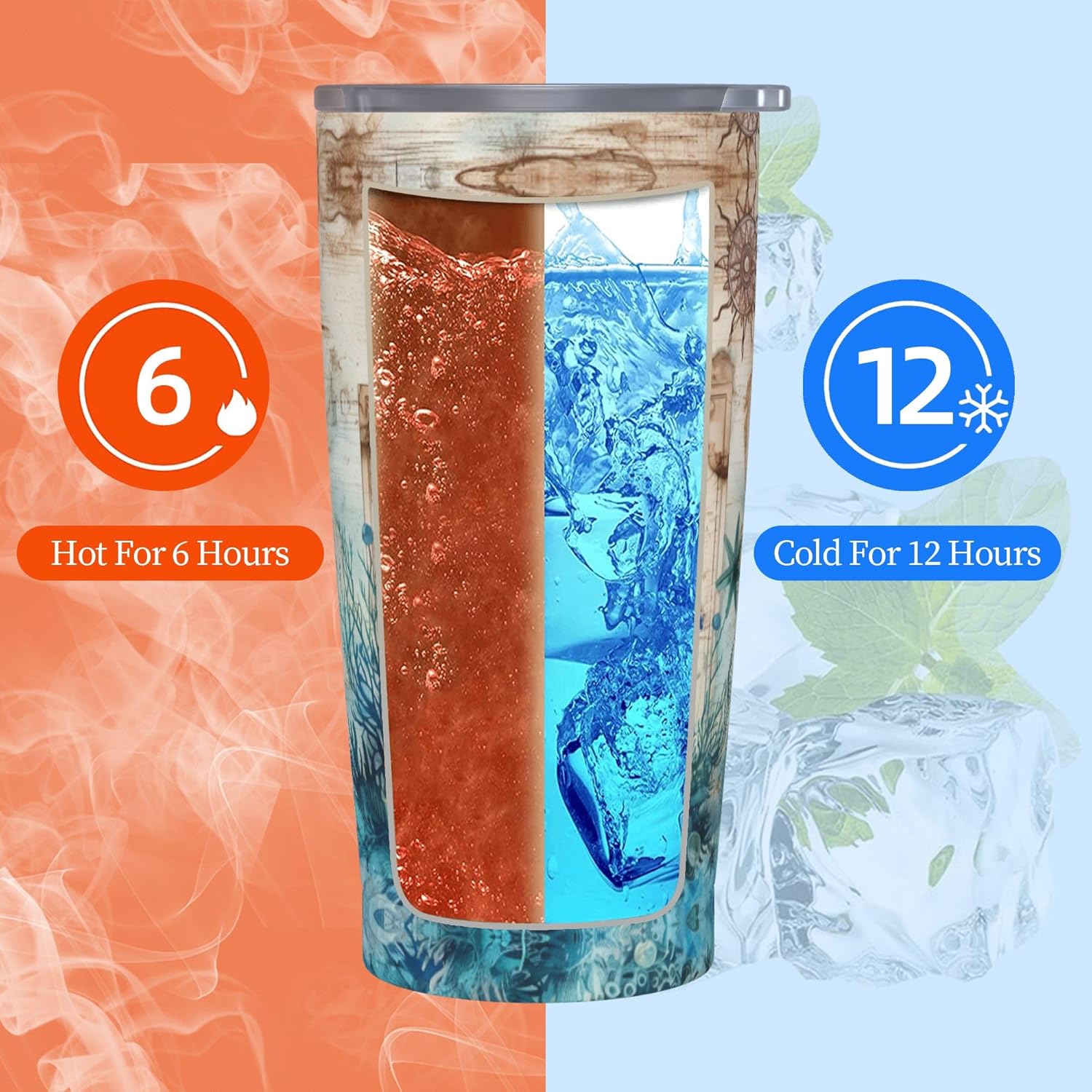 Sea Turtle Tumbler with Lid and Straw 20oz Stainless Steel Travel Mug Vacuum Insulated Water Bottle for Home Office Car - Image 5