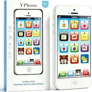 Cooplay YPhone IQ Toys Play Cell Phone Learning Music Mobile Education With USB Recharable Christmas Present for Toddler Baby Kids