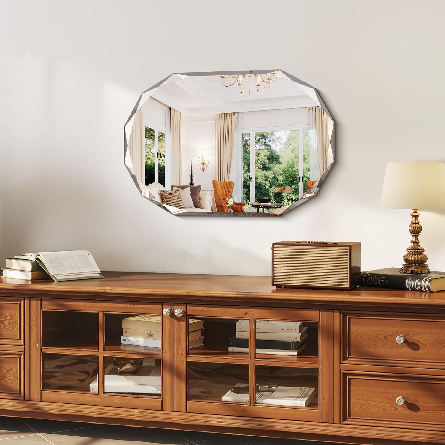 GLASHOM Beveled Edge Frameless Bathroom Mirror, Oval Wall Mirror for Over Sink, 16" x 24" Modern Decorative Vanity Mirror for Bedroom, Living Room, Entryway, Hanging Mirror Horizontal or Vertical - Image 8