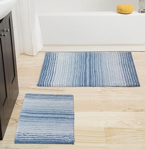 Miniatura 17 de Home Weavers Colección Gradiation 100% algodón, alfombra lavable, tapete de baño, tapete de cocina, juego de alfombras de baño, antideslizantes
