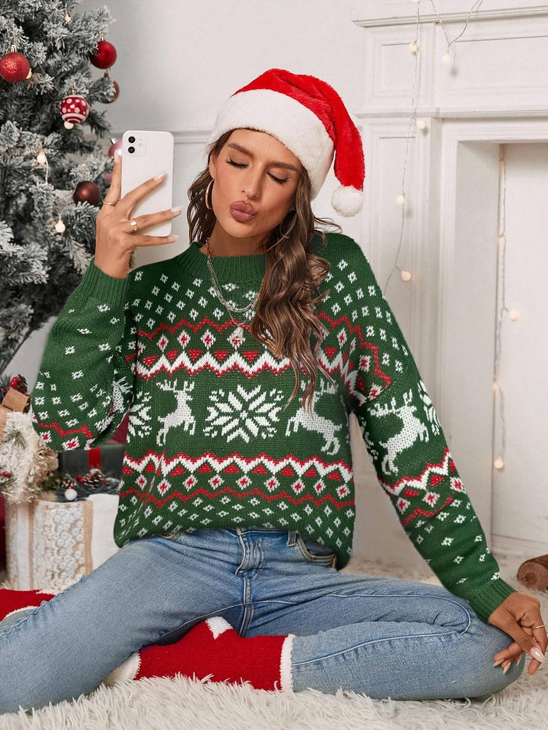 SunnyMelody Womens Christmas Funny Ugly Sweater Winter 2025 Vacation Outfits Oversized Crew Neck Xmas Pullover Tops - Image 5