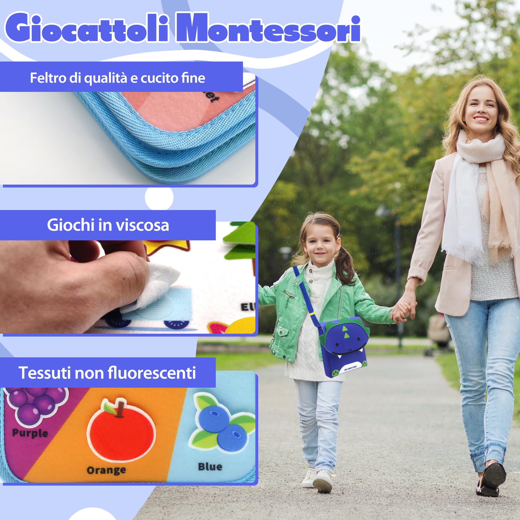 Busy Board Montessori 1 2 3 Anni, 12 in 1 Giochi Bambini Educativi Tabellone Attivitài 1 Anno, Feltro Quiet Book, Pannello Sensoriale Montessori Giocattoli Regalo, Libro Montessori Interattivo