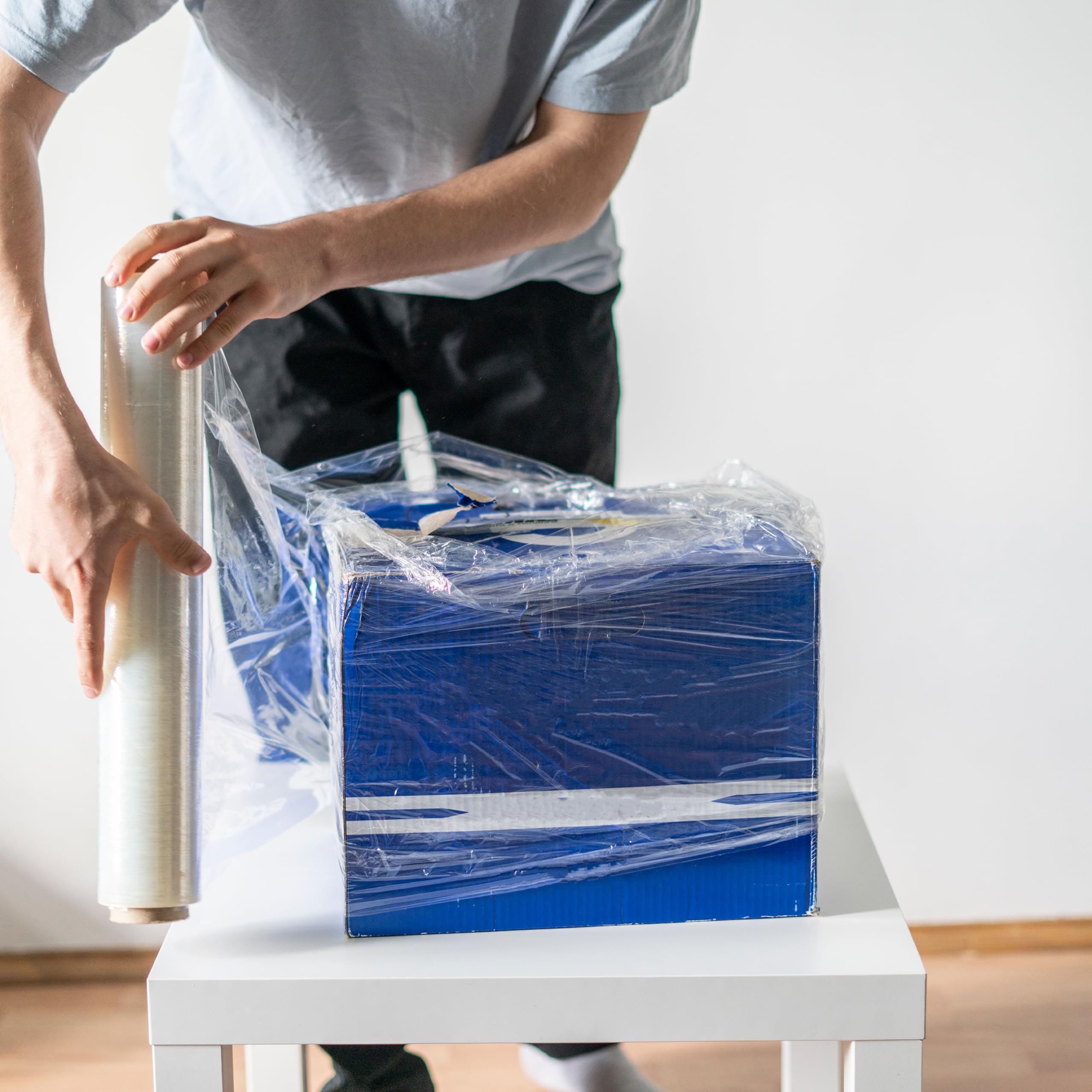 PSBM Stretchfolie, 256 Rollen, 45,7 cm x 45,7 m, 47 Gauge, transparente Kunststofffolie, industrielle Stärke, Schrumpffolie für Umzug, Verpackung und Versand