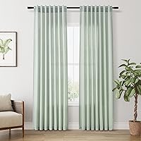 Vista 39 de Paneles de cortina de lino con pestaña trasera, de 84 pulgadas de largo, cortinas plisadas semitraslúcidas, mezcla de lino sintético, estilo rústico