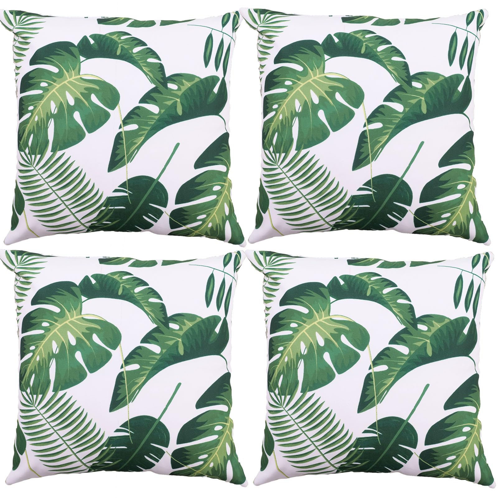 Housse de coussin pour meuble de jardin imperméable lot de 4 carrées motif palmier 45x45