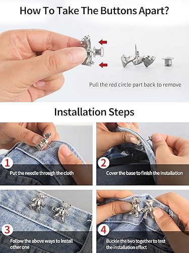 Miniatura 3 de Tensor de cintura para pantalones, tensor de botones para pantalones, ajuste de pantalones para cintura, bonitos botones de oso para jeans sueltos,