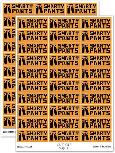 Smarty Pants Teacher Student School Sticker Pack - Gloss Finish - Medium 1.75" Size - Orange
