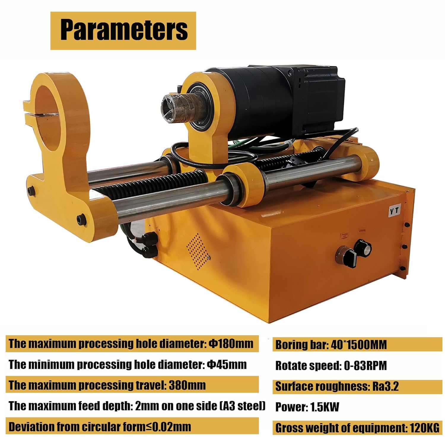 110V Portable Line Boring Machine, Hole Drilling Machine Bore Diameter 1.77"-7.08", with 4.92ft Drilling Bar, Professional Boring Equipment for Excavator Loader