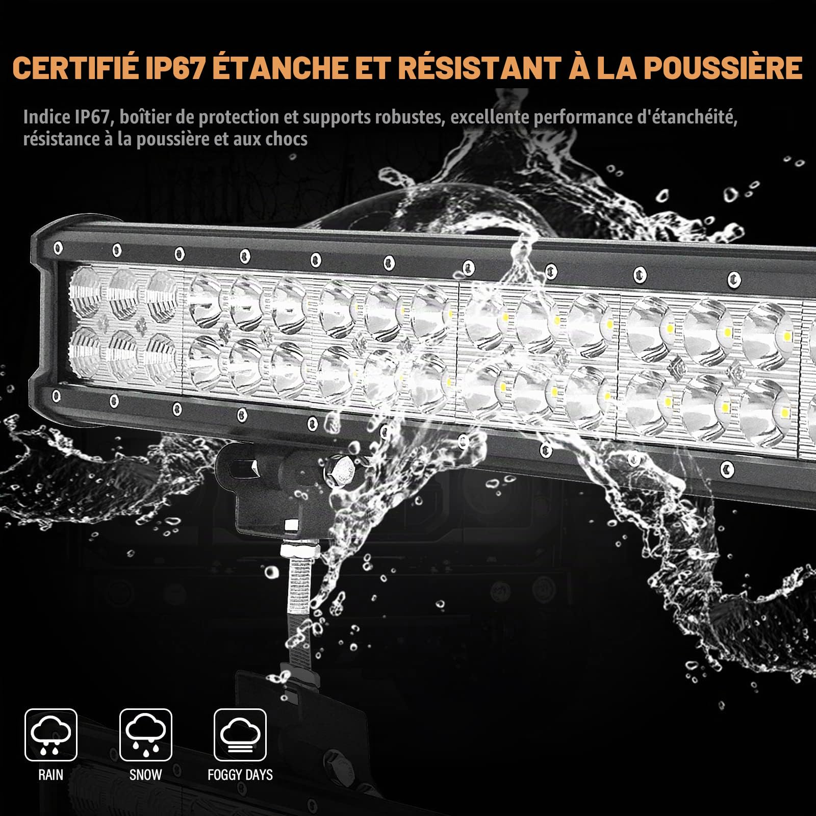 SKYWORLD 12 pouces 30 cm 72W Led Light Barre Rampe Bar 4x4 | 12V 24V Droit Barres Lumineuses Led de Travail Etanche pour Offroad Voiture Véhicule Voiture Camion Tracteur Quad Bateau