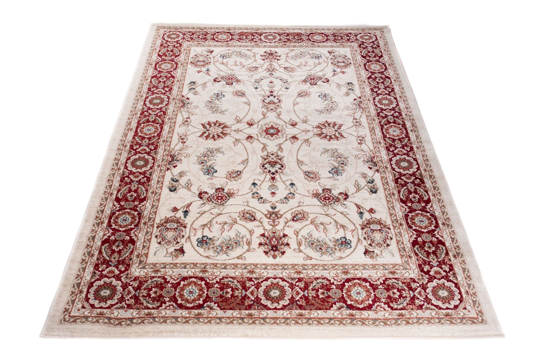 Mazovia Orientalisch Teppich - Traditioneller Teppich für Wohnzimmer, Esszimmer - Orient Teppiche Ornament - ÖKO-TEX Wohnzimmerteppich Creme Rot - 200 x 300 cm