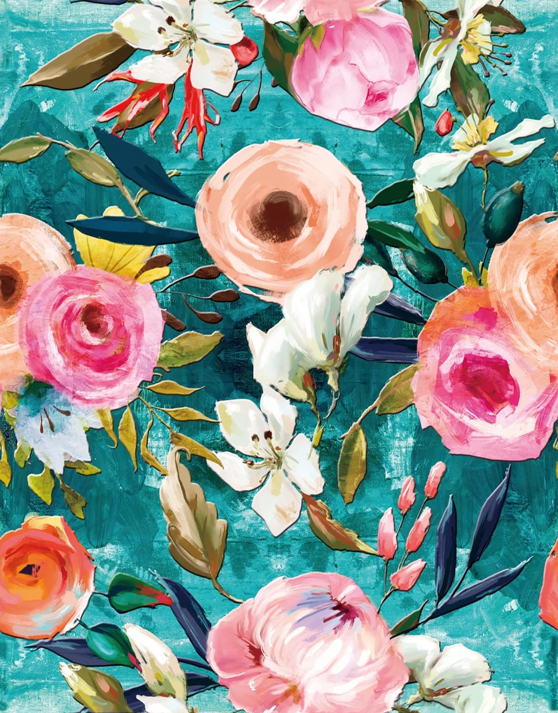 Vintage Floral Peel and Stick Thicken Wallpaper ‎Blue/Red/Pink Nature