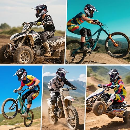 Miniatura 3 de cascos para niños y jóvenes de bicicleta todoterreno, motocross, ATV, BMX, MX, bicicleta todoterreno, casco de motocicleta J-01 con gafas y guantes