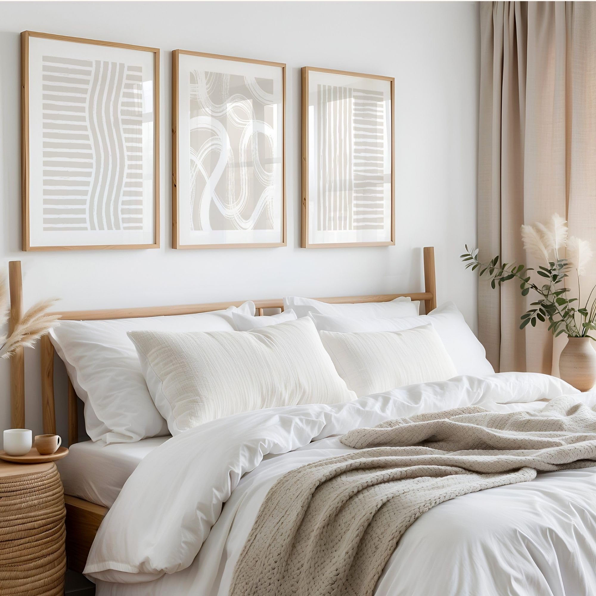 Lot de 3 posters - Beige - Tableaux muraux minimalistes sans cadre (30 x 40