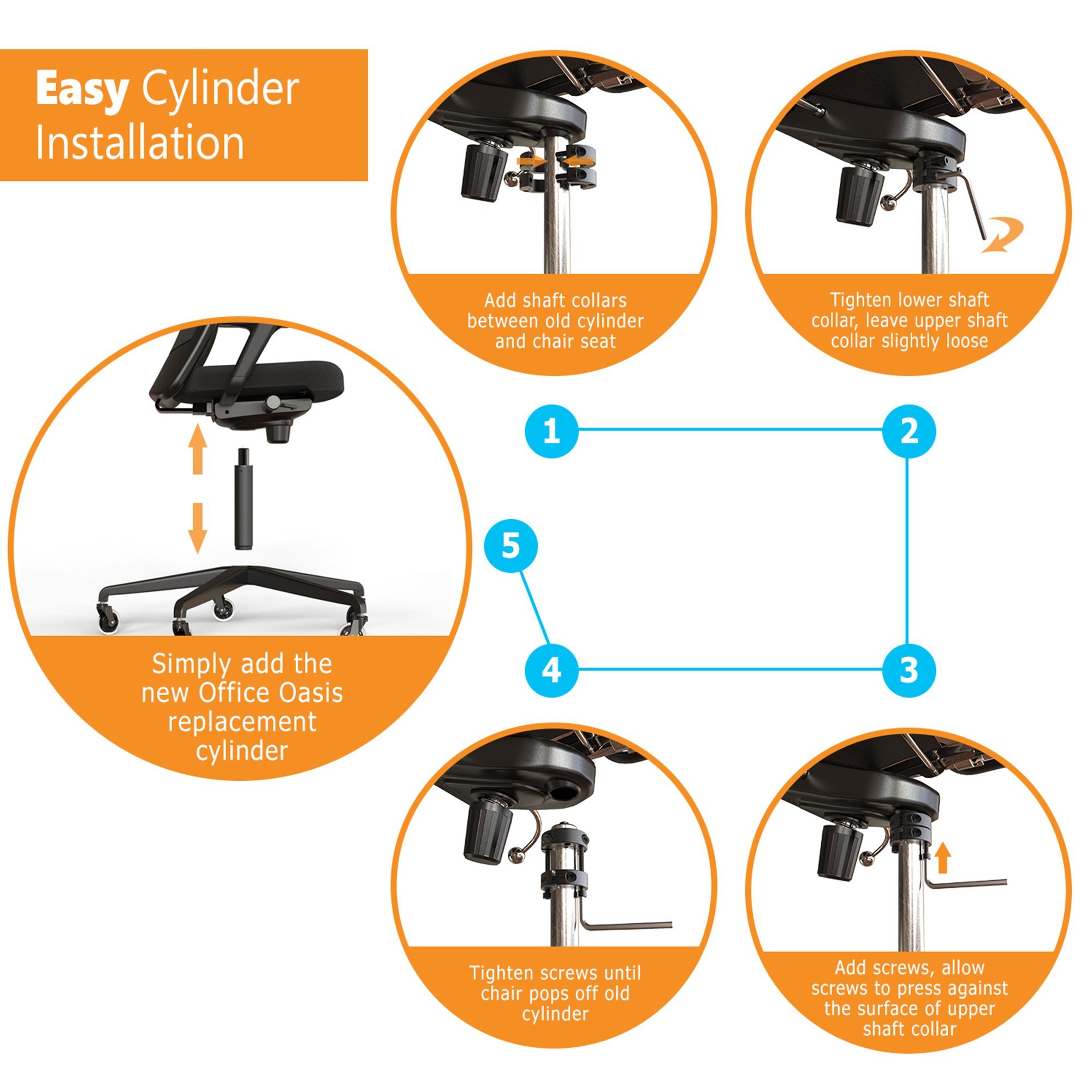 1 Office Chair Cylinder Replacement Includes Removal Tool