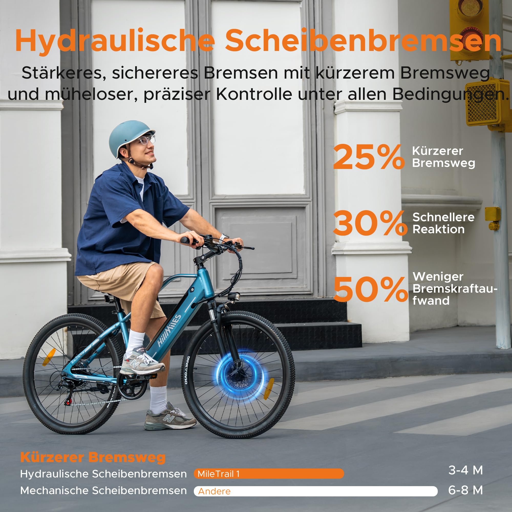 MileTrail1 26" Elektrofahrrad Für Erwachsene mit Drehmomentsensor und Hydraulischen Bremsen, 100KM Reichweite, 36V 13AH Herausnehmbare Batterie, Speed 25KM/H, Mountain E-Bike (Mit Monitor, Blau)