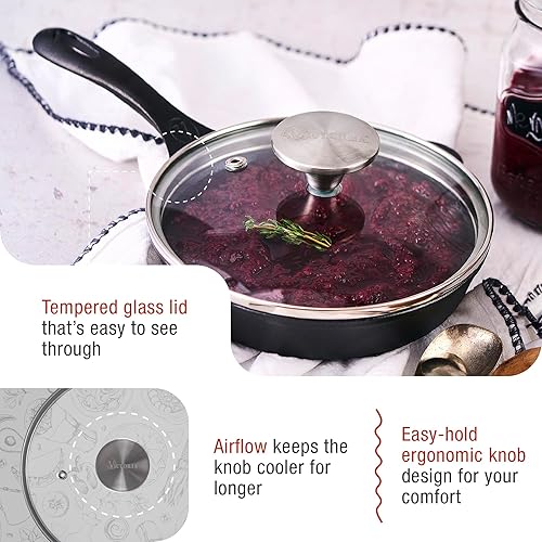 Miniatura 4 de Victoria Tapa redonda de vidrio de 6.5 pulgadas para sartén o sartén de hierro fundido, hecha a medida solo para la marca Victoria de 6 pulgadas de