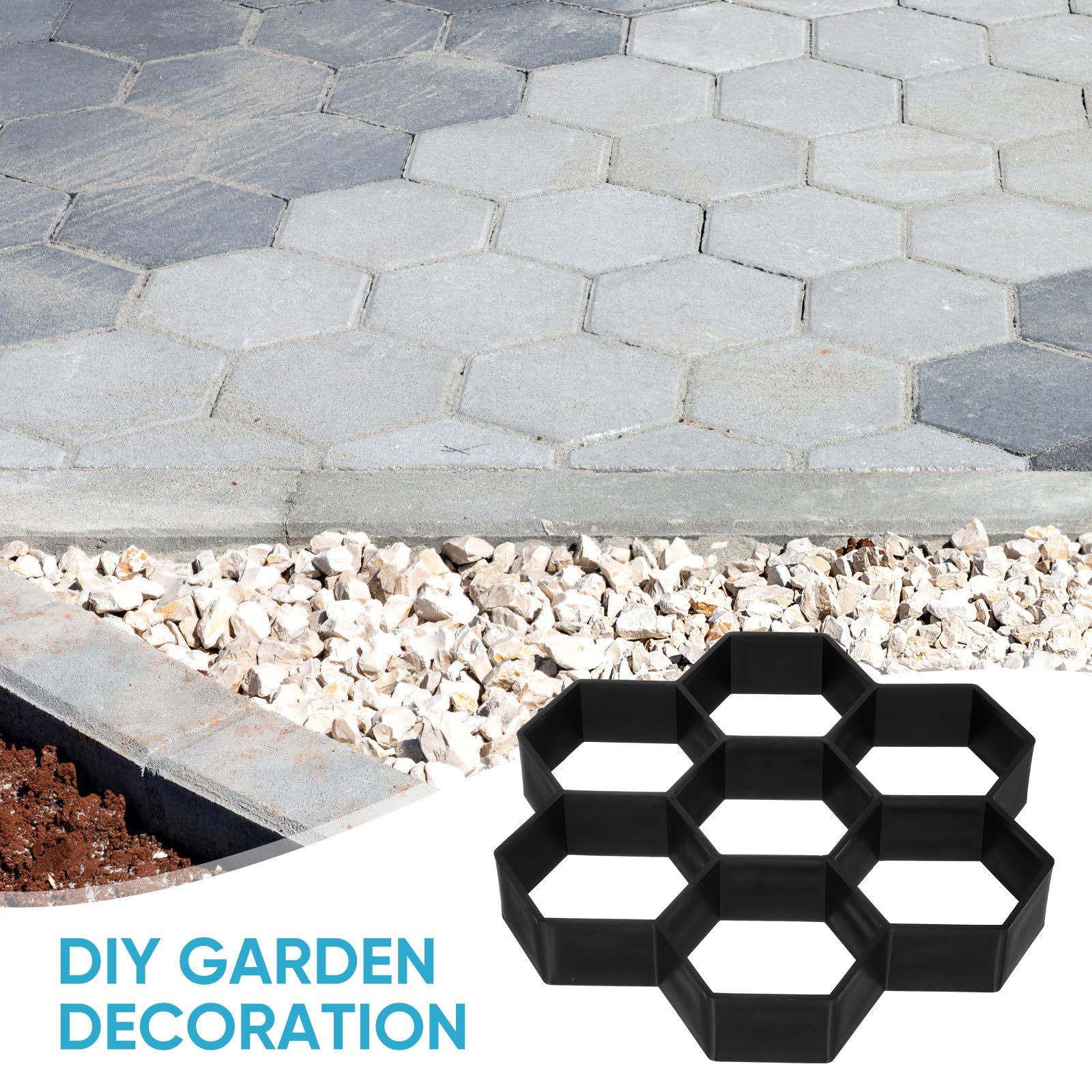 Alipis Molde de Baldosa Hexagonal de Plástico Pp para Pavimento de Jardín y Patios, Molde Reutilizable para Crear Senderos Artísticos y Fácil de Limpiar