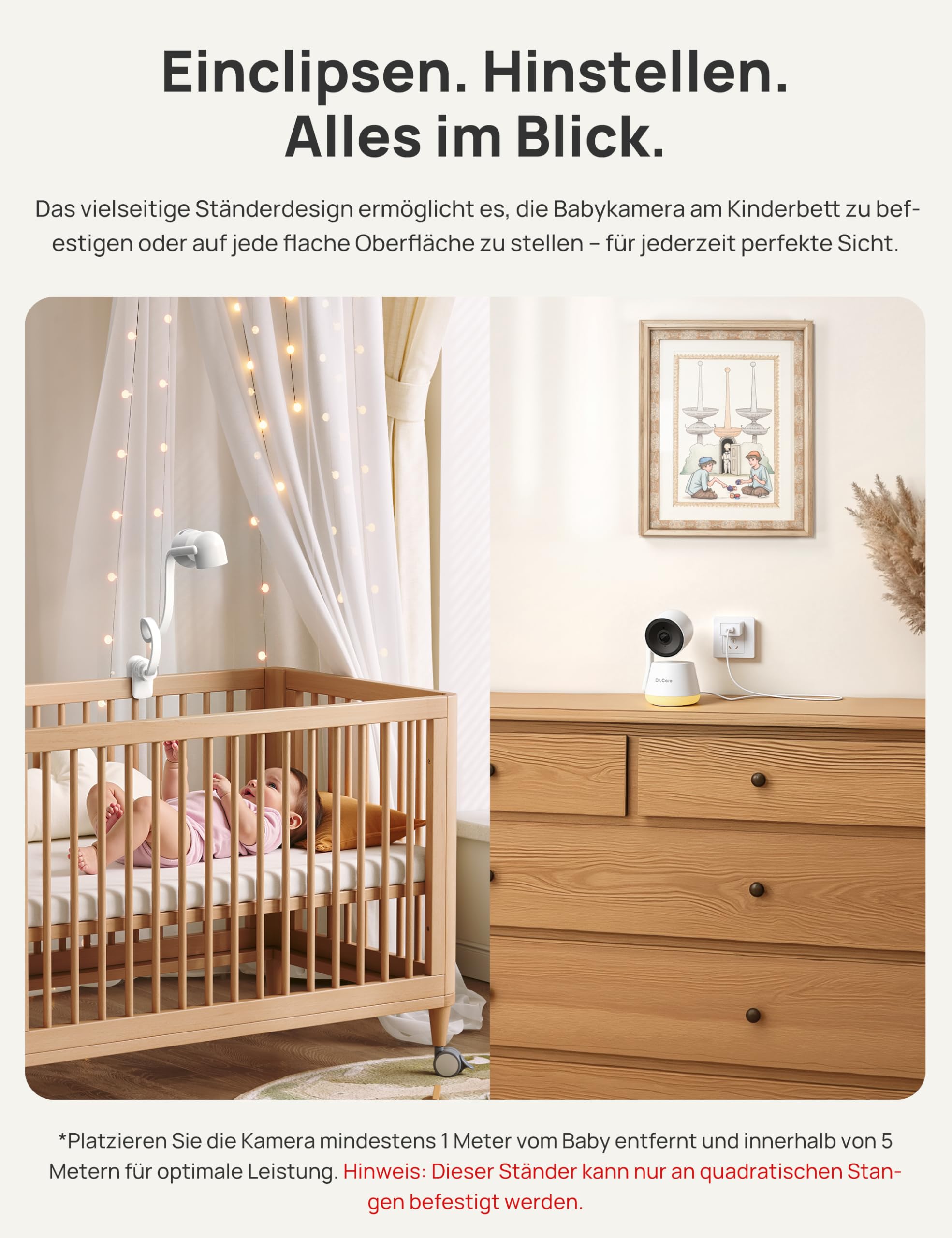 Dr.Care LumiView Plus Smart WLAN Babyphone – 5,5" 1080P FHD & 2K Kamera, Privatsphärenmodus, Multi-User, 5000mAh Akku, RGB Nachtlicht, Bewegungs- & Weinenalarm, App-Steuerung (2 Kameras + 1 Monitor)