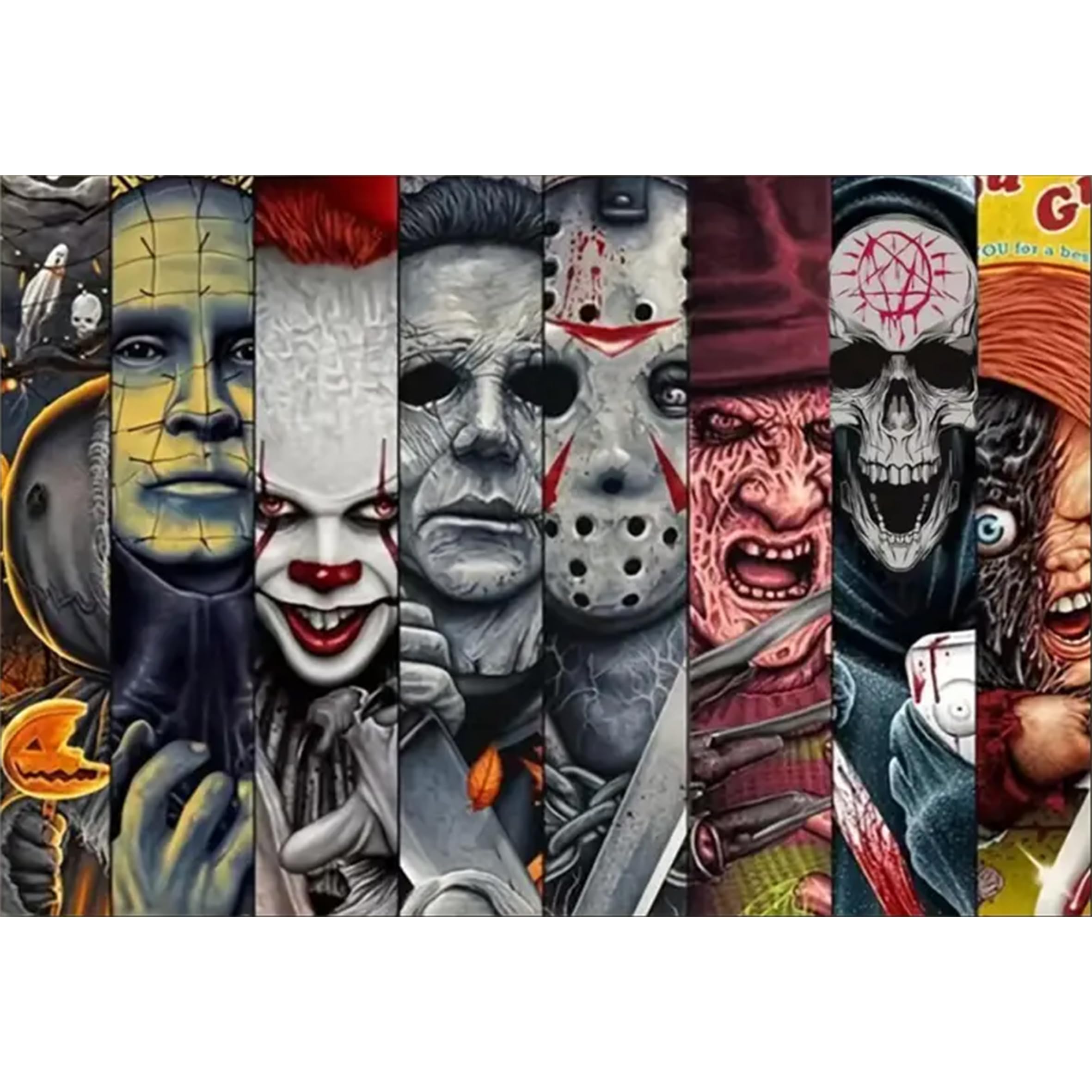 Jakener Horror Diamond Art Kits for Adults Beginners,Halloween Diamond Painting Kits for Adults,5D Full Drill DIY Diamond Dot Gem Art Kit Wall Home Decor Arts Craft 16x12 inch