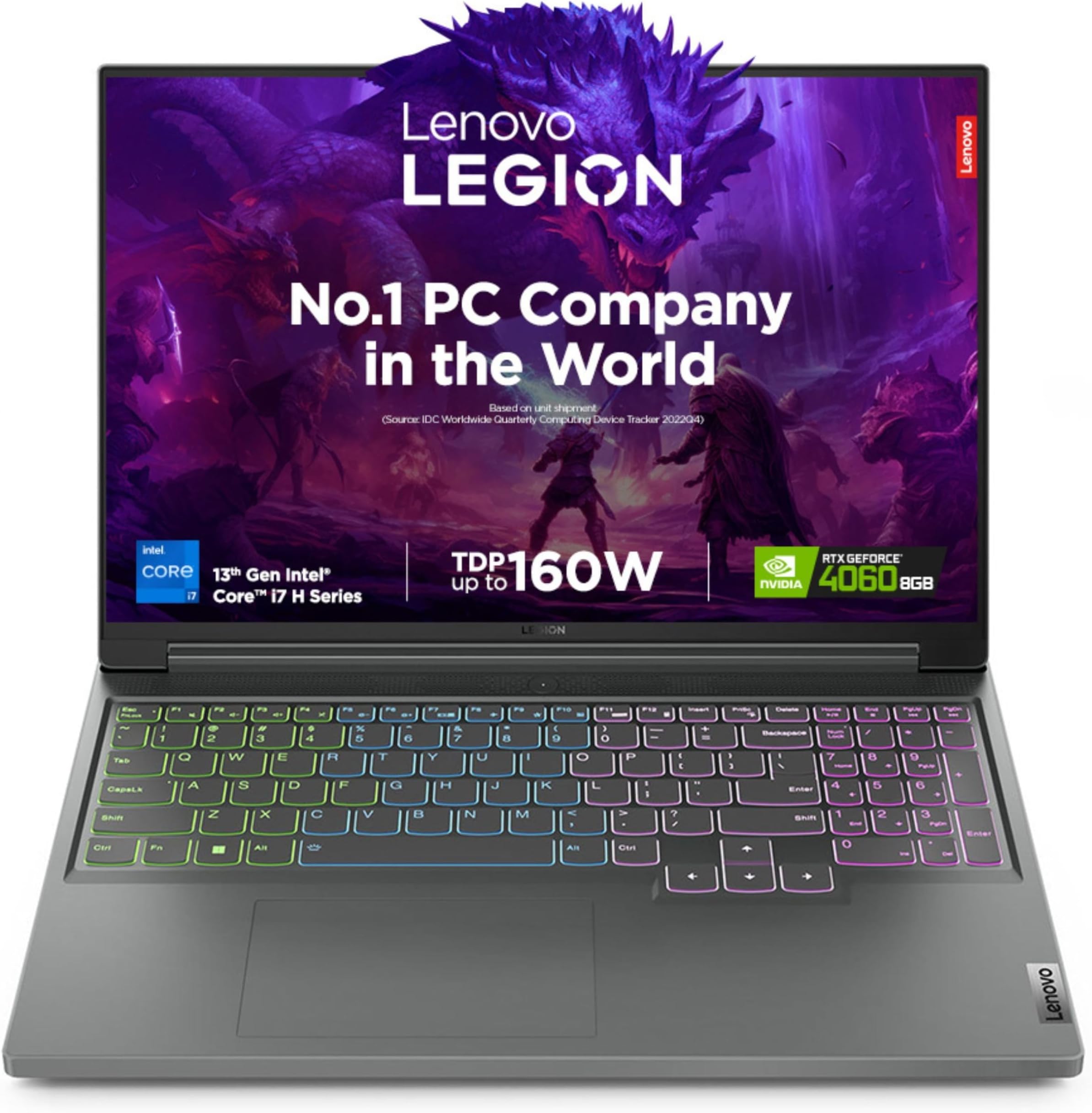 Lenovo Legion Slim 5 Intel Core i7 13620H 16" (40.64cm) WQXGA IPS 165Hz 300Nits Gaming Laptop (16GB/1TB SSD/Win 11/Office 2021/NVIDIA RTX 4060 8GB/Alexa/3 Month Game Pass/Storm Grey/2.4Kg), 82YA00DXIN