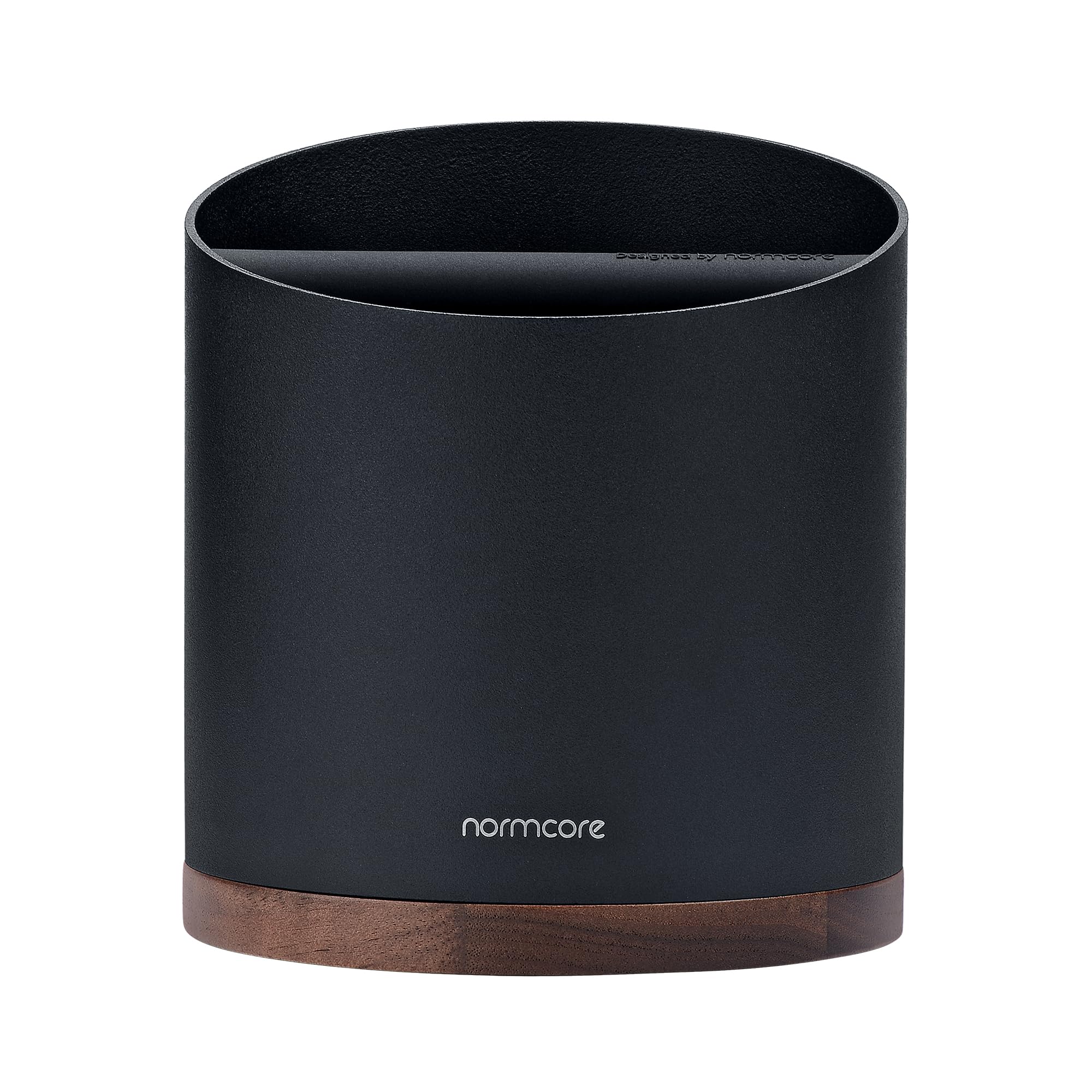 Normcore Boîte à expresso, capacité de 1 L, peut contenir 20 à 25 palets à expresso, en acier inoxydable avec base antidérapante en noyer, pour baristas à domicile, noir