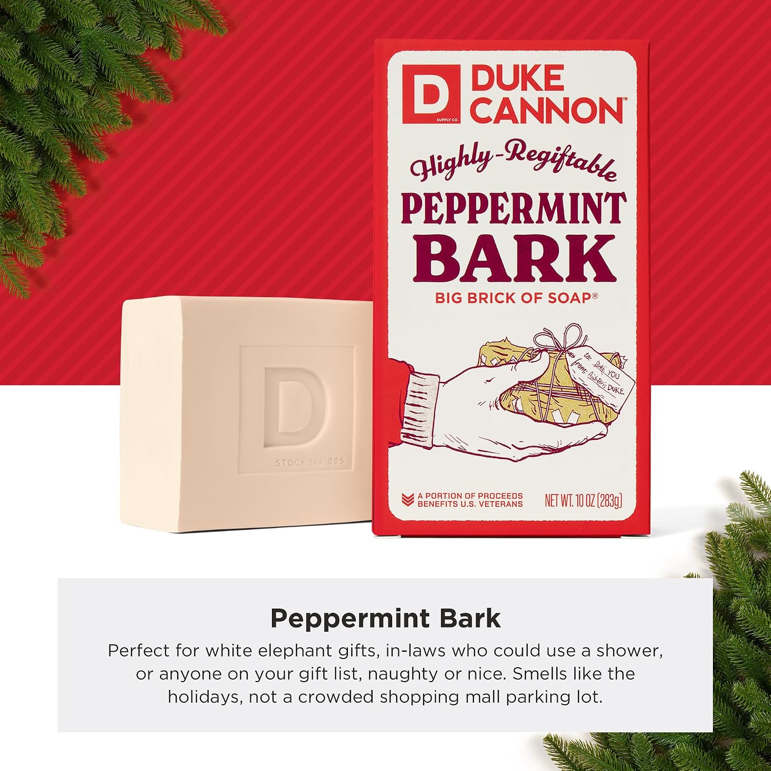 Duke Cannon Supply Co. Big Brick of Soap Bar for Men Holiday Edition - Peppermint Bark (Peppermint Scent), 10 oz. (3 Pack) image 3
