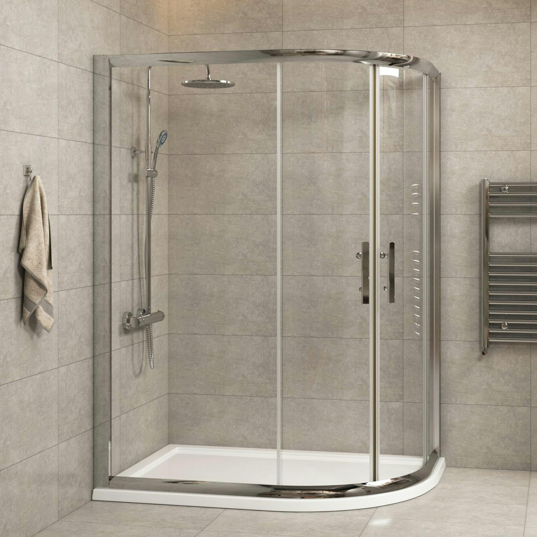 1000 x 800mm R/H Offset Quadrant Shower Cubicle with Tray 6mm Tempered Glass Sliding Door Shower Enclosure