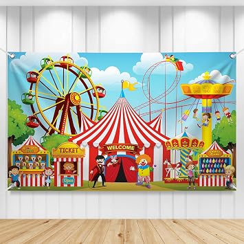 KatchOn, XtraLarge, Carnival Backdrop for Carnival Games - 72x44 Inch | Carnival Theme Party Decorations | Circus Theme Party Decorations | Carnival Banner, Carnival Decorations for Event Outdoor