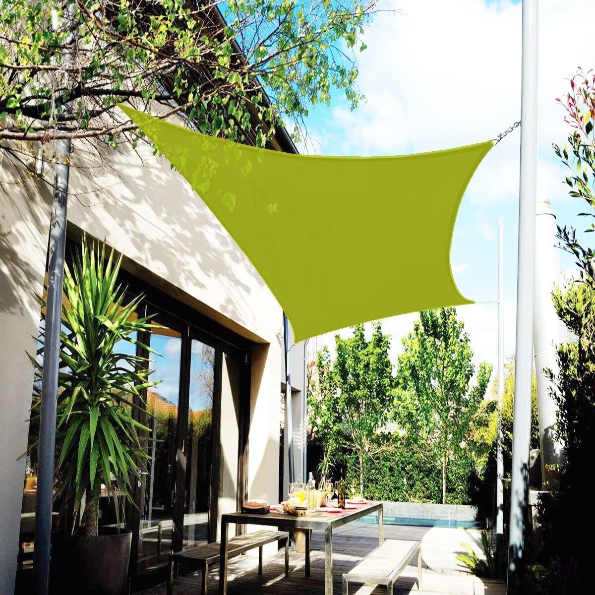 Sonnensegel für Außenbereich, Garten, Terrasse, 3 x 4 m, wasserdicht, UV-geschützt, mit Befestigungsset, für Party, Camping, 95 % UV-Schutz und kostenlose Seilbefestigung