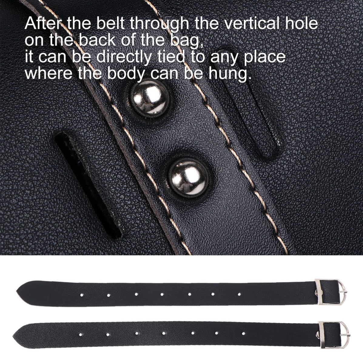 Alforja para Motocicleta de Cuero PU Negra, Bolsa Lateral