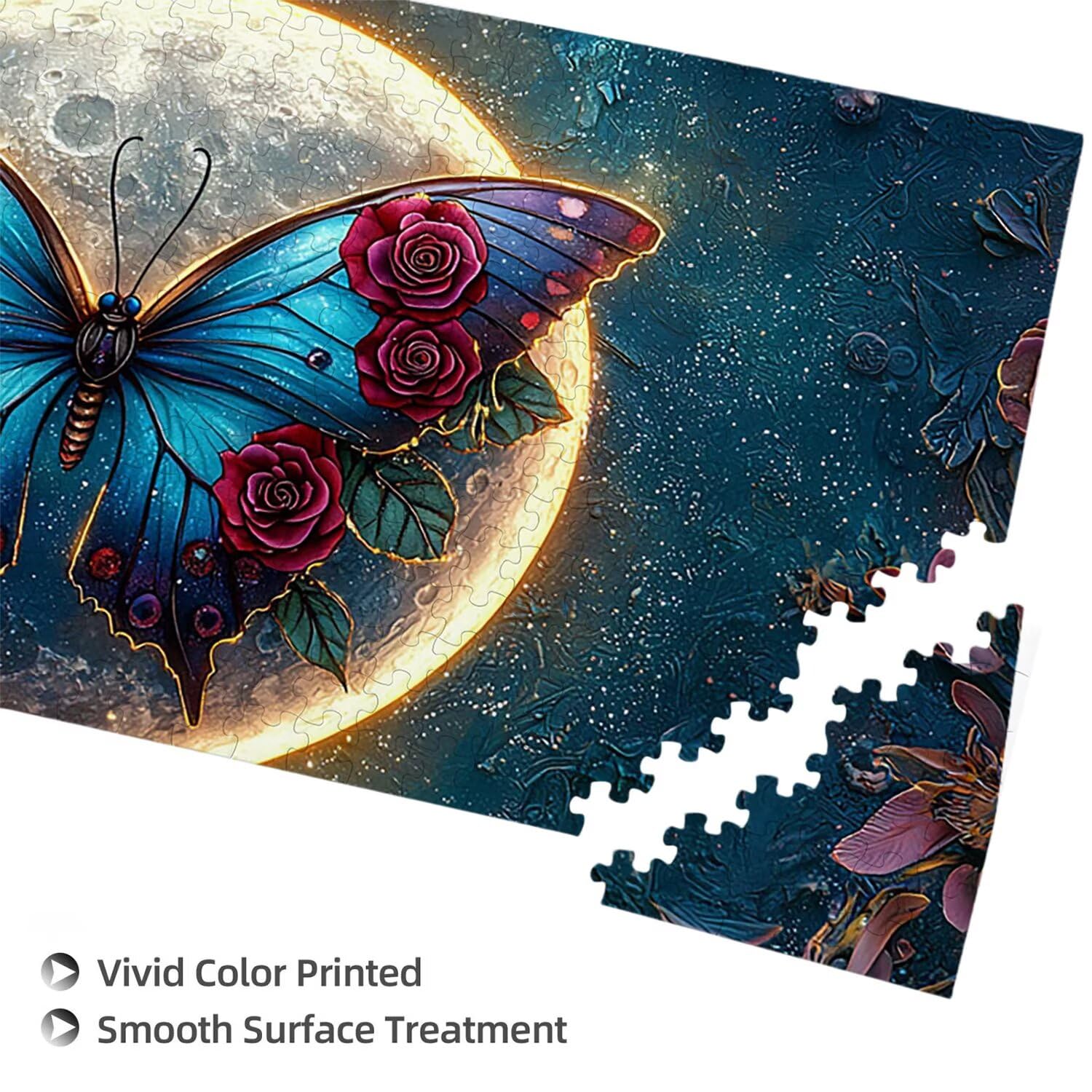Puzzle dla dorosłych 1100 elementów, puzzle z niebieskim motylem, dla dorosłych Klasyczne puzzle od 14 lat junior, rodzinne puzzle rozrywka w domu prezent 87x42cm l-623