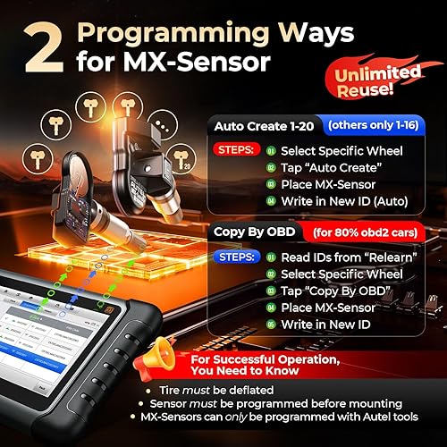 Miniatura 3 de Autel Sensor TPMS 1 sensor, válvula de metal MX-Sensor 315 MHz + 433 MHz, programable universal especialmente diseñado para reemplazo de sensores