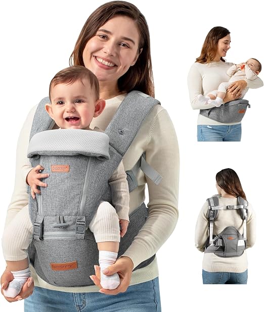 besrey Porte-Bébé Physiologique Évolutif 6-en-1 avec Siège de Hanche