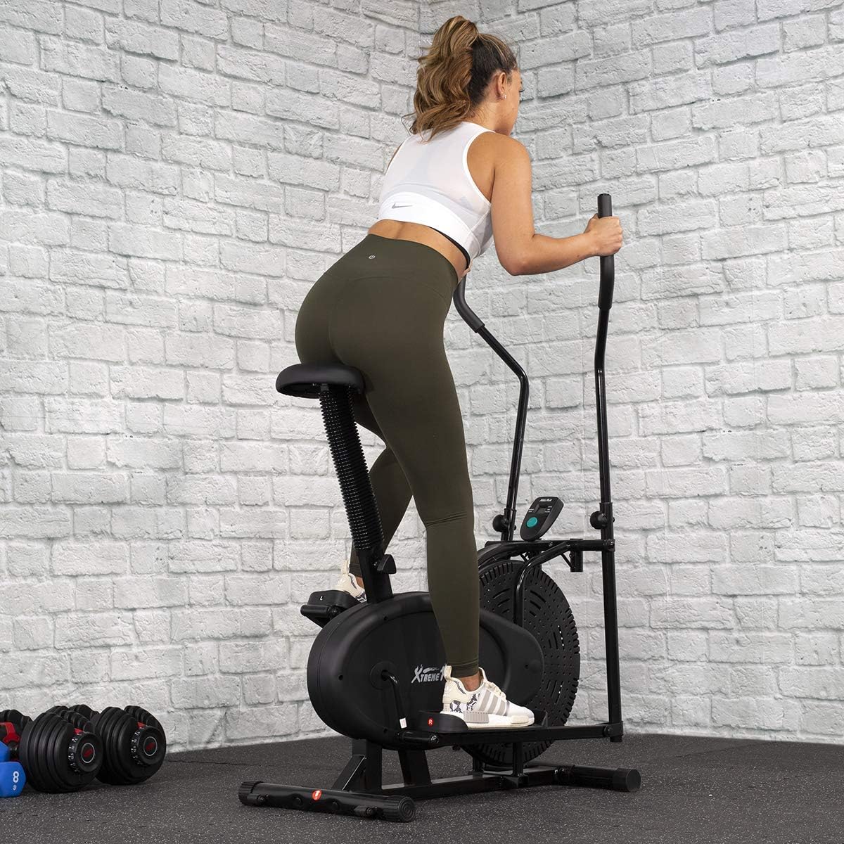 XtremepowerUS Dual Action Elliptical Fan Bike Cross Trainer Air Resistance System Machine Exercise Workout w/LCD Monitor